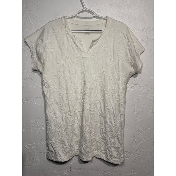 Pure J Jill white embroidered tunic t shirt womens small elegant minimalist - Picture 1 of 8